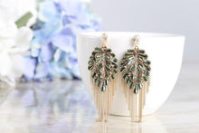 Emerald tassel earrings