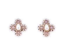 Beaded pink floral studs