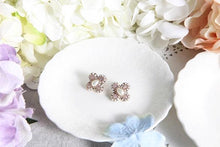Beaded pink floral studs