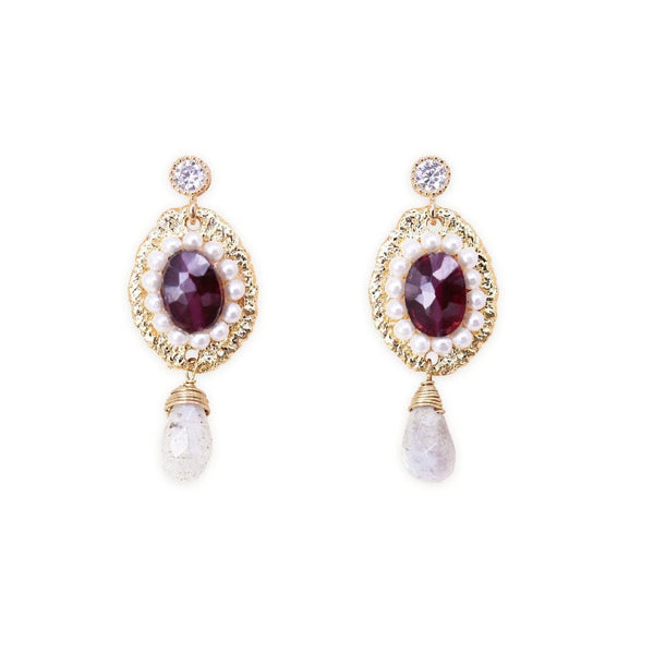 Antique style round amethyst drop