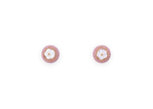 Pink knitted floral studs