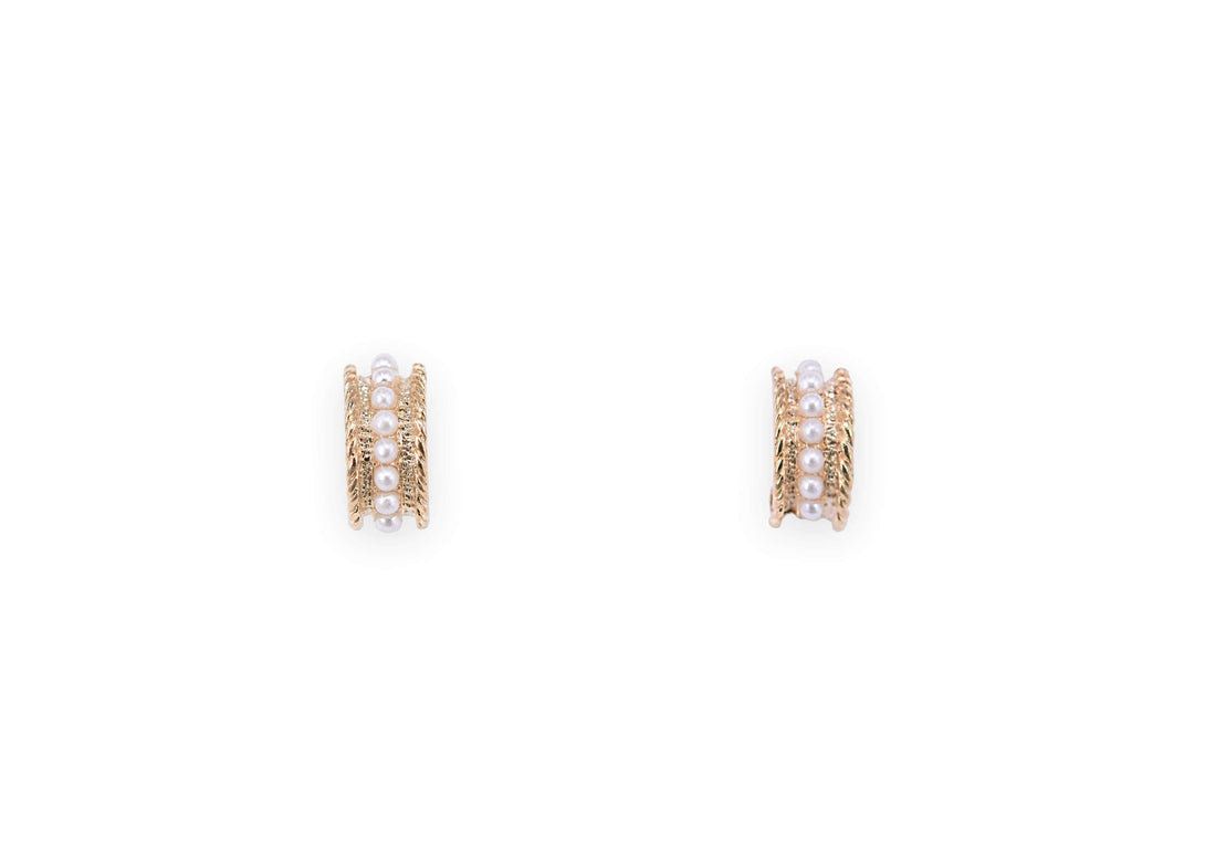 Tiny spark golden hoop stud