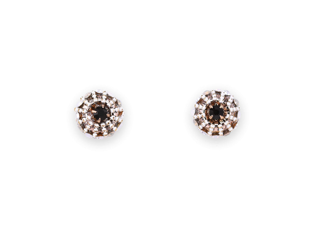 Jet Jem Round Floral  Studs