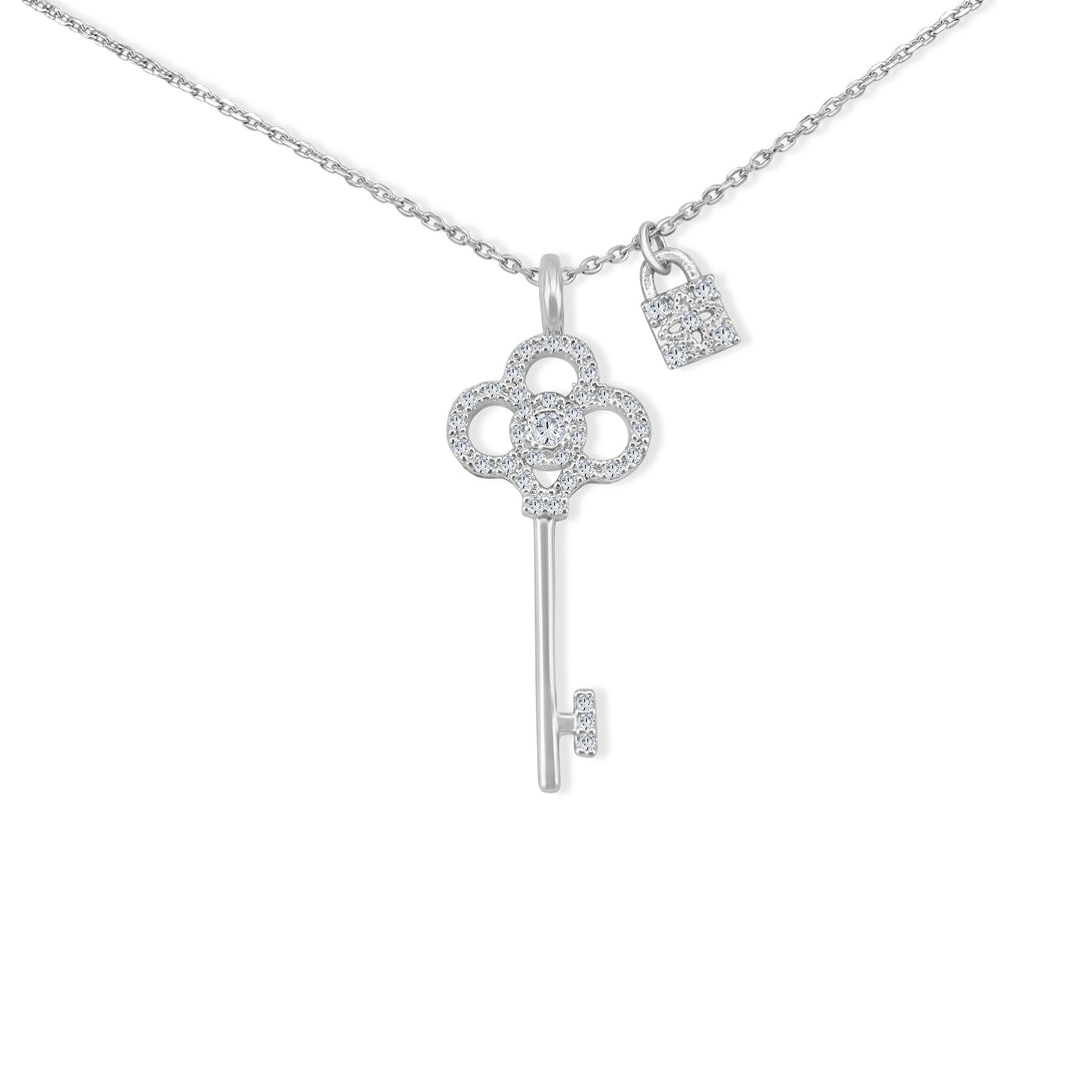 Silver Key Lock Necklace