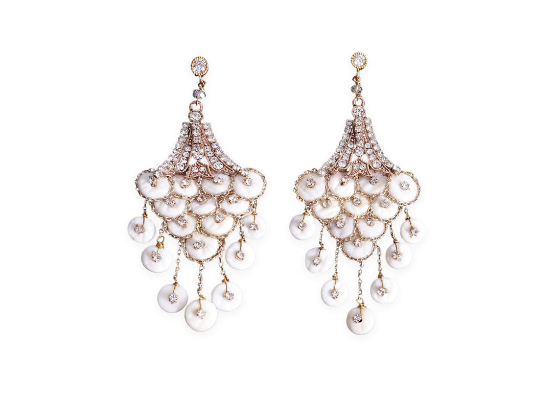 Ivory glamour chandelier drop earrings