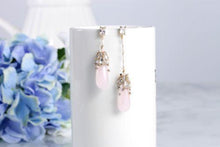 Rosy tear quartz drop earrings
