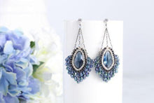Ocean heart glittering crystal earrings