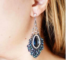 Ocean heart glittering crystal earrings