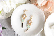 Delicate fashion pearl and gem earrings