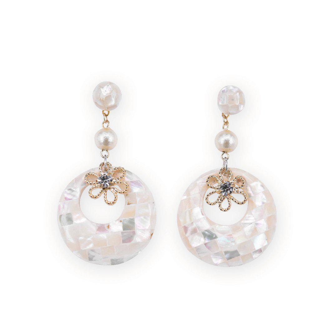 Shiny pearl thick hoop earrings