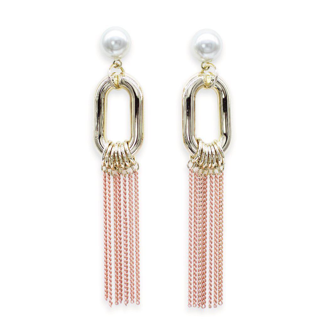 Modern queen pink tassel earrings