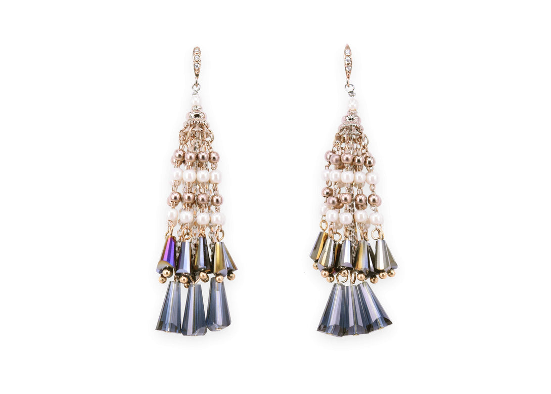 Mesmerizing blue-and-gold beaded earrings