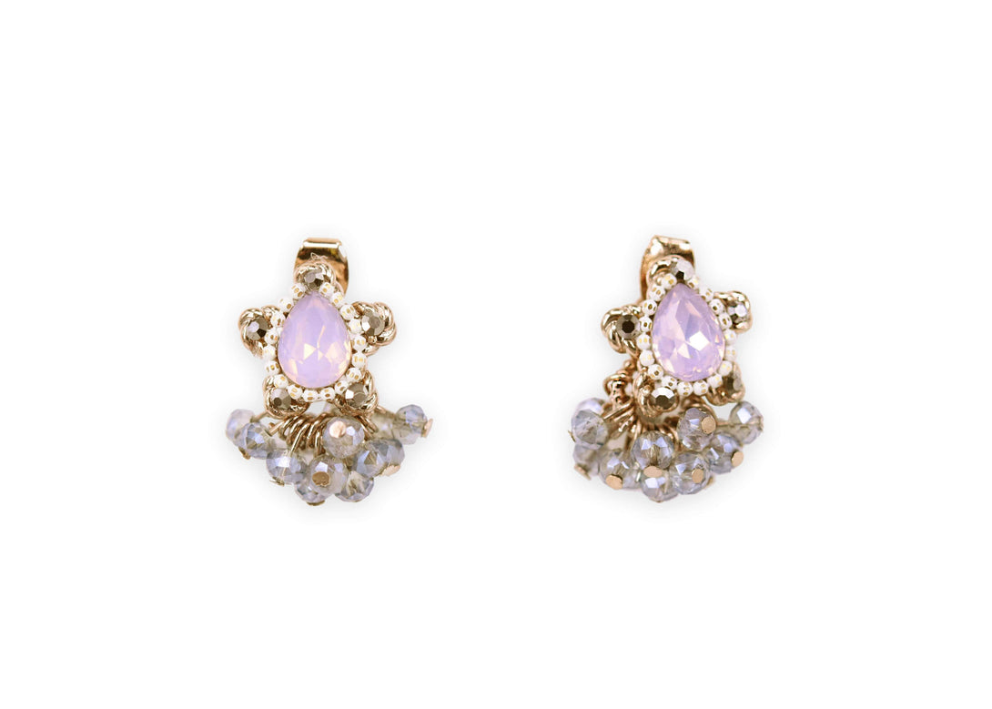 Delicate rosy crystal studs