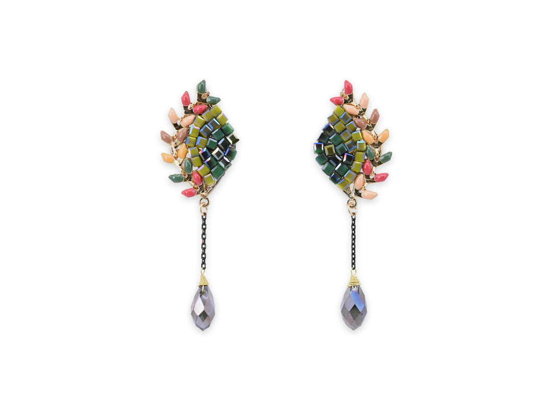 peacock maze statement earrings