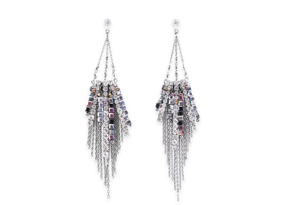 Luxurious cubic crystal drop earrings