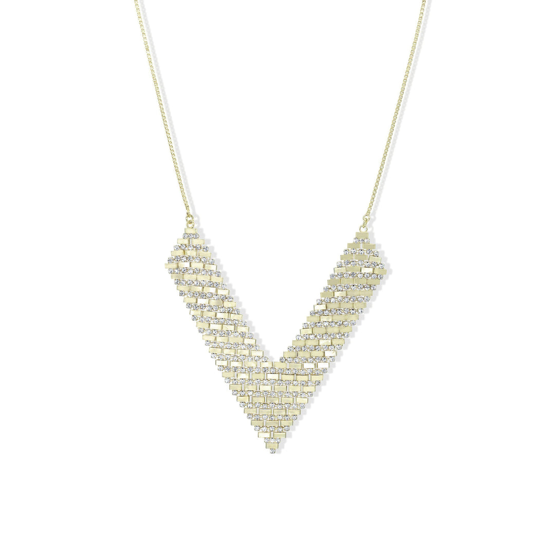 Crystal-paved V-shaped Necklace