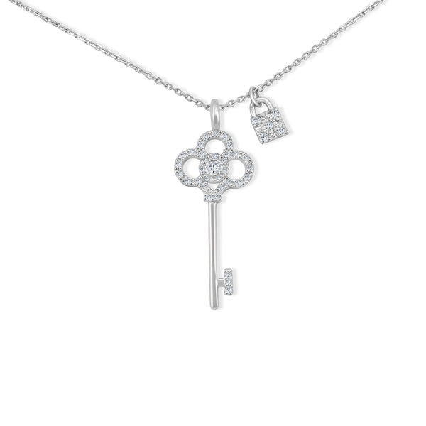 Silver Key Lock Necklace