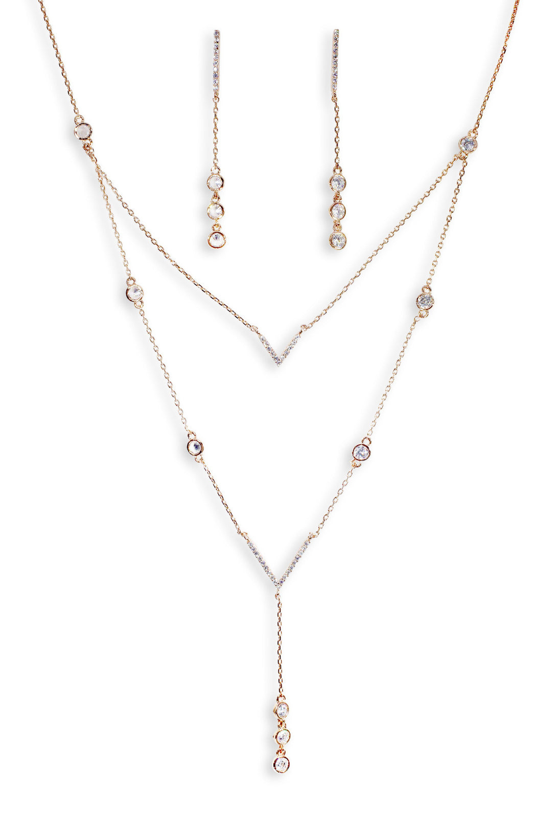 Noble Set Circle-Chained Drops in Gold Plating (Earrings, Necklace)