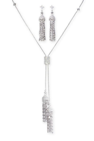 Glamour Set Luxurious Tassel Drops in Sterling Silver (Earrings, Necklace)
