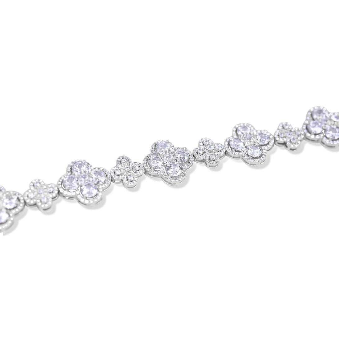 Cuteness Set Flower Statement Crystal Drops in Sterling Silver Bracelet
