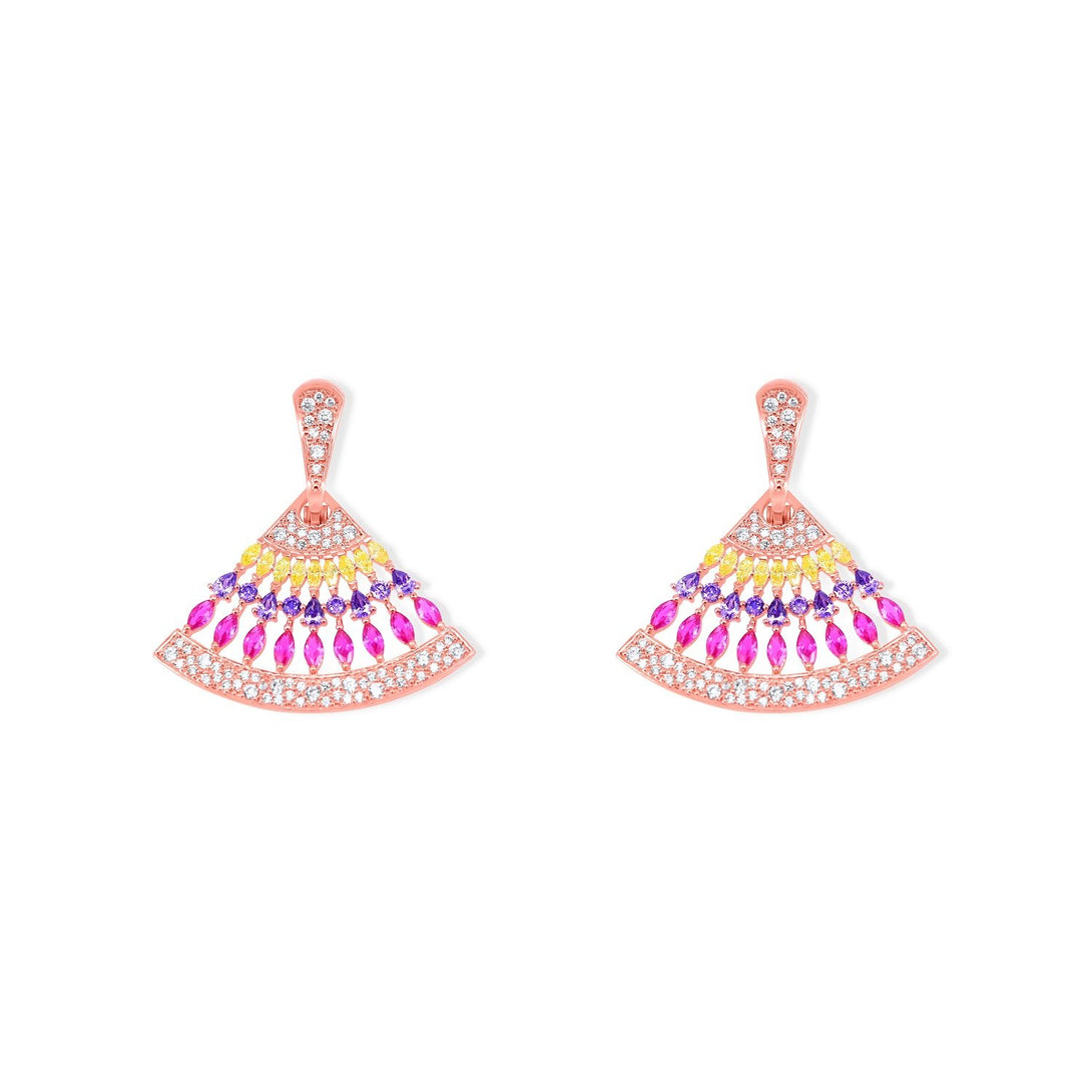 Sparkle Set Yellow, Purple and Fuchsia Crystal Drops in Gold Plating Earrings