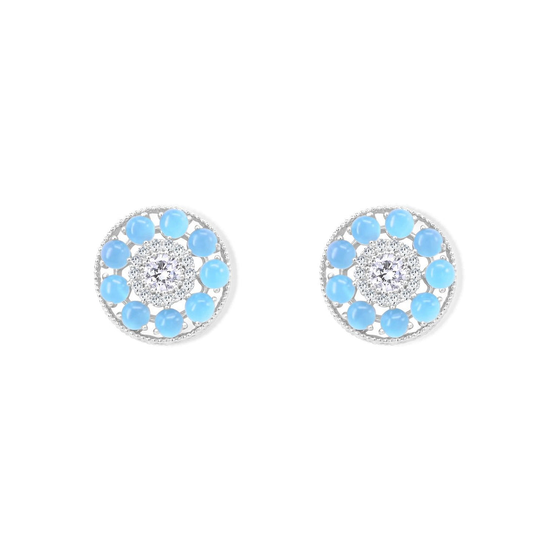 Cuteness Set Blue Crystal Studs in Sterling Silver Earrings