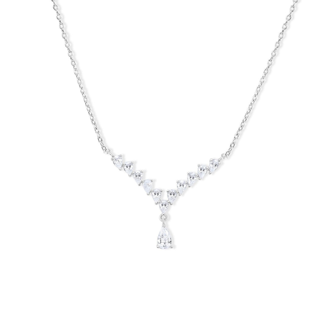 Glamour Set Designer Collection Crystal Drops in Sterling Silver Necklace