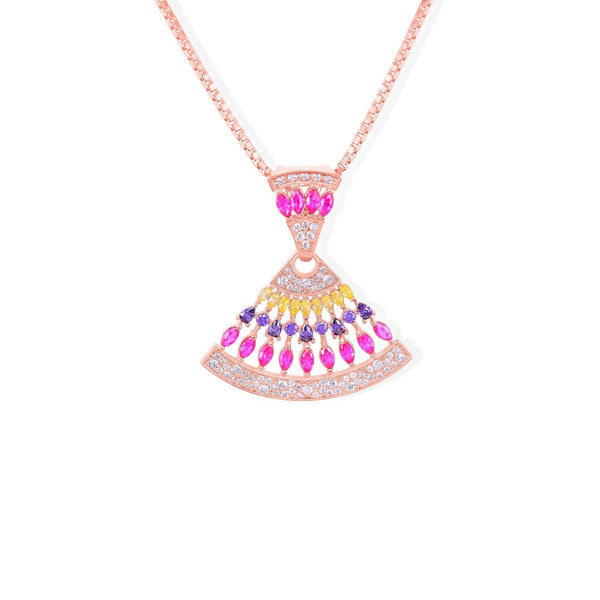 Sparkle Set Yellow, Purple and Fuchsia Crystal Drops in Gold Plating Necklace