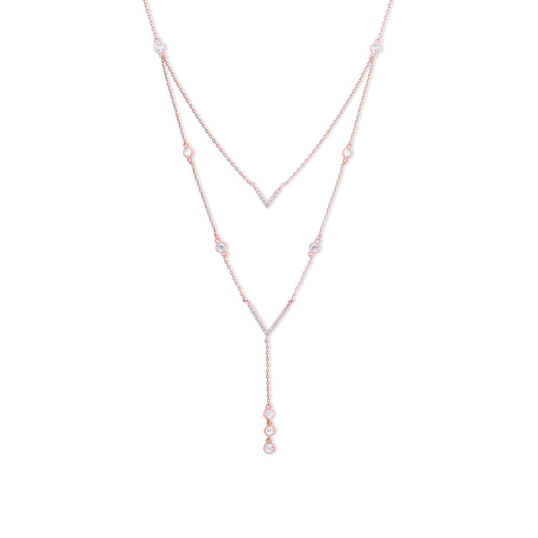 Noble Set Circle-Chained Drops in Gold Plating Necklace