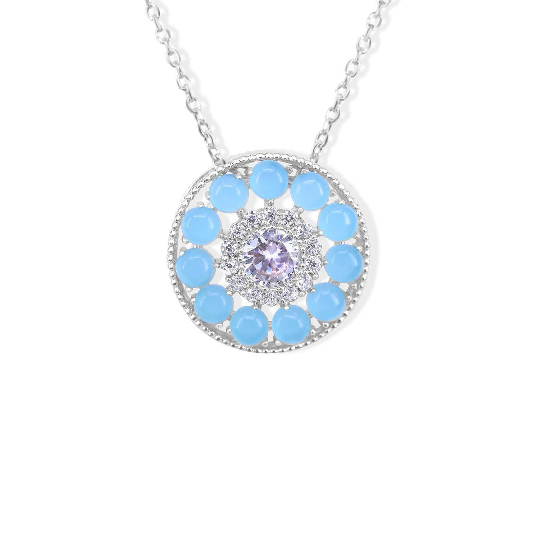 Cuteness Set Blue Crystal Studs in Sterling Silver Necklace