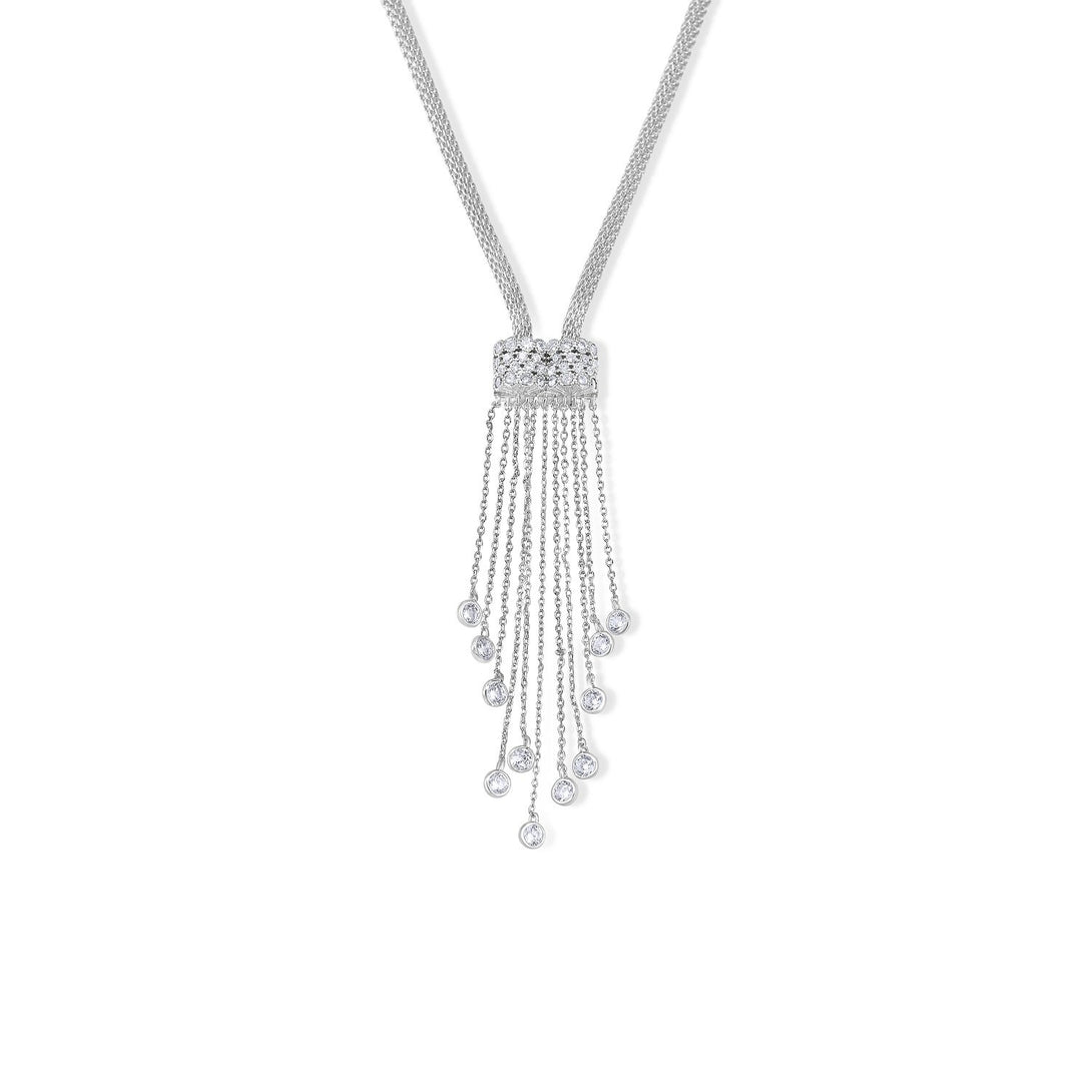 Glamour Set Waterfall Style Drops in Sterling Silver Necklace