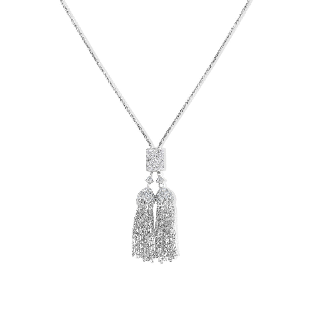 Glamour Set Luxurious Tassel Drops in Sterling Silver Necklace
